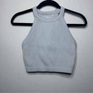 aerie Ribbed Halter Crop Top - grey